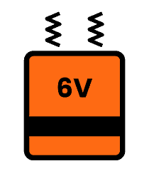 Illustration of a square 6V lantern battery
