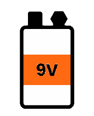 Illustration of a 9V battery